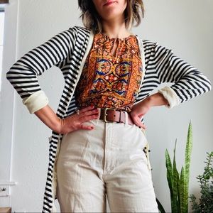 Burning Torch black and off-white striped cardigan